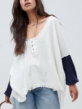 Free People Oversized Star Henley Top